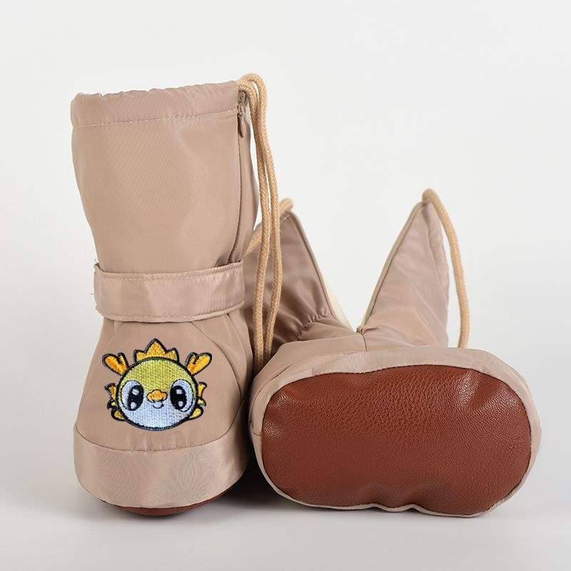 Παιδικά παπούτσια προπερπατήματος για χειμώνα με σχέδιο καρτούν; PU σόλα, άνω μέρος από μικροΐνα, κατάλληλα για 6–12 μηνών