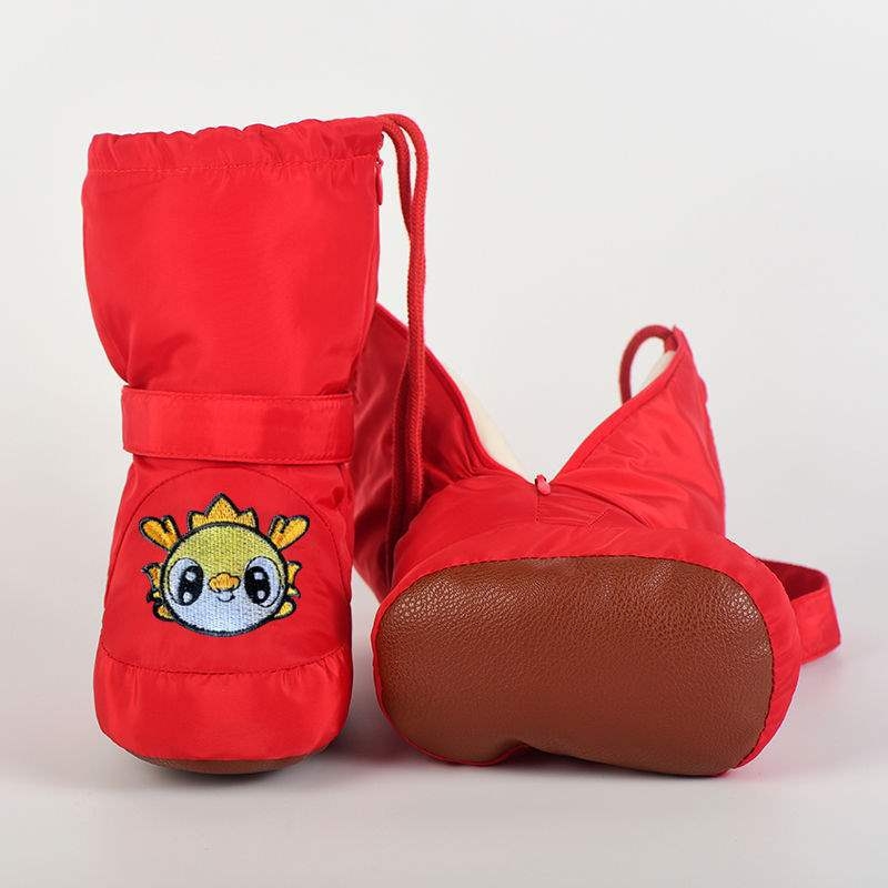 Παιδικά παπούτσια προπερπατήματος για χειμώνα με σχέδιο καρτούν; PU σόλα, άνω μέρος από μικροΐνα, κατάλληλα για 6–12 μηνών