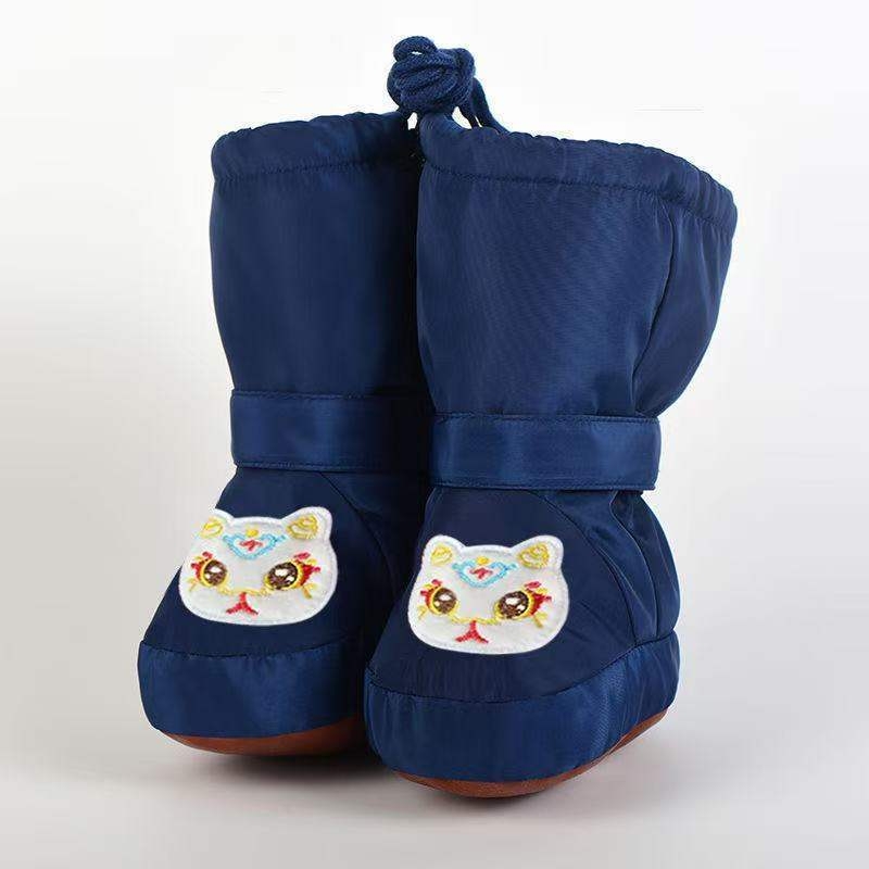 Παιδικά παπούτσια προπερπατήματος για χειμώνα με σχέδιο καρτούν; PU σόλα, άνω μέρος από μικροΐνα, κατάλληλα για 6–12 μηνών