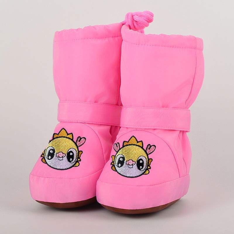 Παιδικά παπούτσια προπερπατήματος για χειμώνα με σχέδιο καρτούν; PU σόλα, άνω μέρος από μικροΐνα, κατάλληλα για 6–12 μηνών