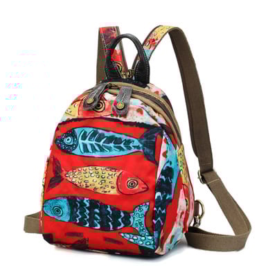 Olandian Geantă mică pentru femei din pânză Oxford — geantă crossbody cu fermoar, buzunar pentru telefon și ID, stil literar-artist național