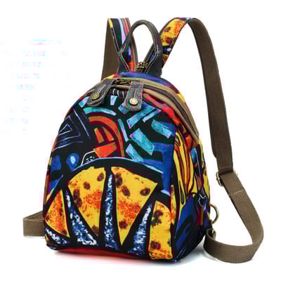 Olandian Geantă mică pentru femei din pânză Oxford — geantă crossbody cu fermoar, buzunar pentru telefon și ID, stil literar-artist național