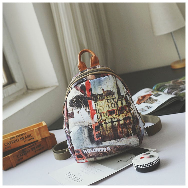 Olandian Geantă mică pentru femei din pânză Oxford — geantă crossbody cu fermoar, buzunar pentru telefon și ID, stil literar-artist național