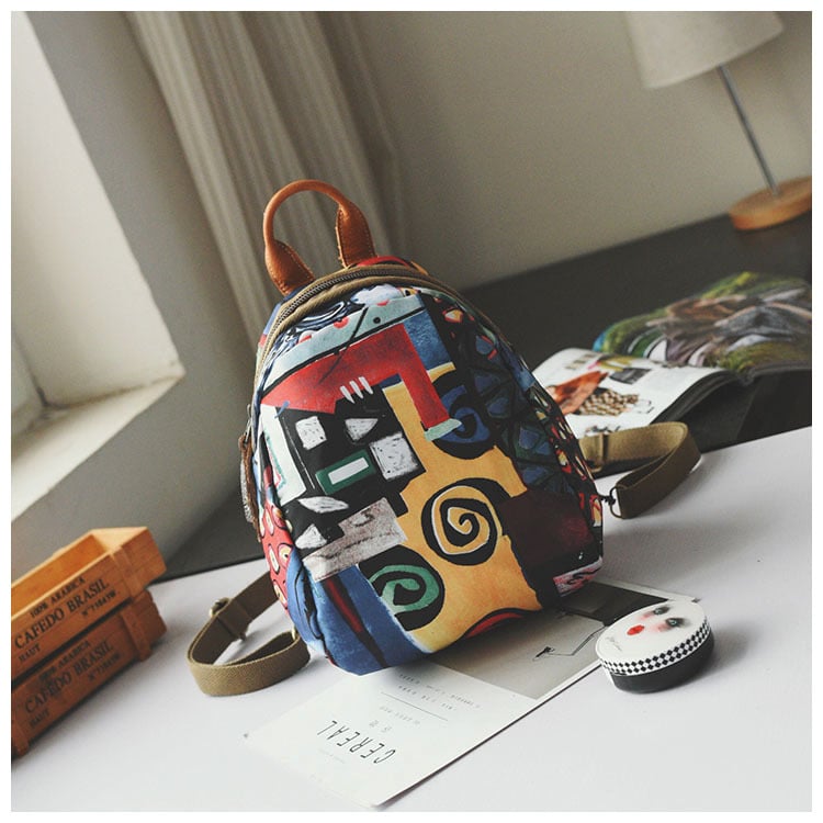 Olandian Geantă mică pentru femei din pânză Oxford — geantă crossbody cu fermoar, buzunar pentru telefon și ID, stil literar-artist național