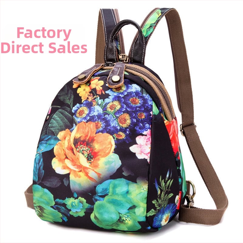 Olandian Geantă mică pentru femei din pânză Oxford — geantă crossbody cu fermoar, buzunar pentru telefon și ID, stil literar-artist național