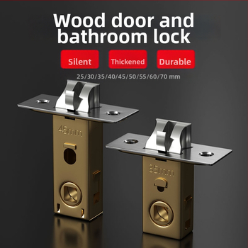 Zámok s jazýčkom do drevených dverí, kúpeľňa, toaleta a spálňa, vnútorné použitie. Materiál jazýčka: zliatina zinku, nerezová oceľ, železo; materiál tela zámku: zliatina zinku, nerezová oceľ, železo; materiál kľučky: zliatina zinku, nerezová oceľ, železo.