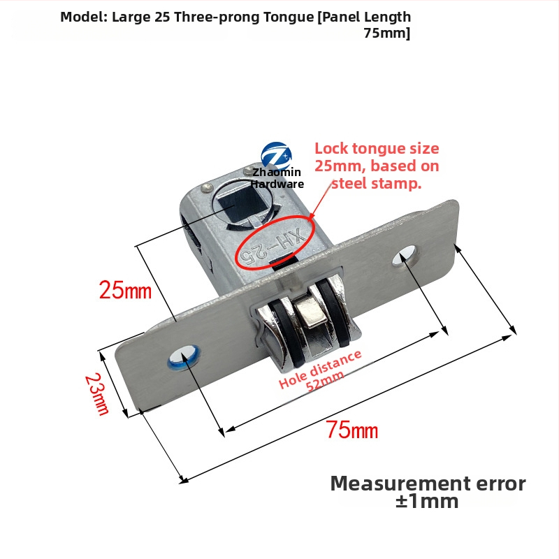 Zámok s jazýčkom do drevených dverí, kúpeľňa, toaleta a spálňa, vnútorné použitie. Materiál jazýčka: zliatina zinku, nerezová oceľ, železo; materiál tela zámku: zliatina zinku, nerezová oceľ, železo; materiál kľučky: zliatina zinku, nerezová oceľ, železo.