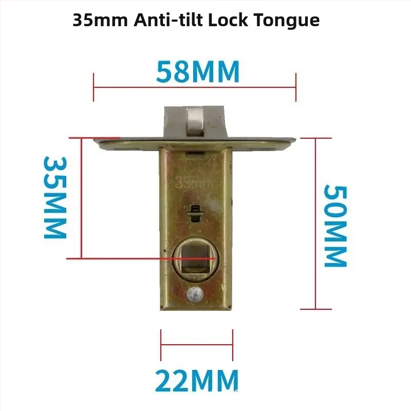 Zámok s jazýčkom do drevených dverí, kúpeľňa, toaleta a spálňa, vnútorné použitie. Materiál jazýčka: zliatina zinku, nerezová oceľ, železo; materiál tela zámku: zliatina zinku, nerezová oceľ, železo; materiál kľučky: zliatina zinku, nerezová oceľ, železo.