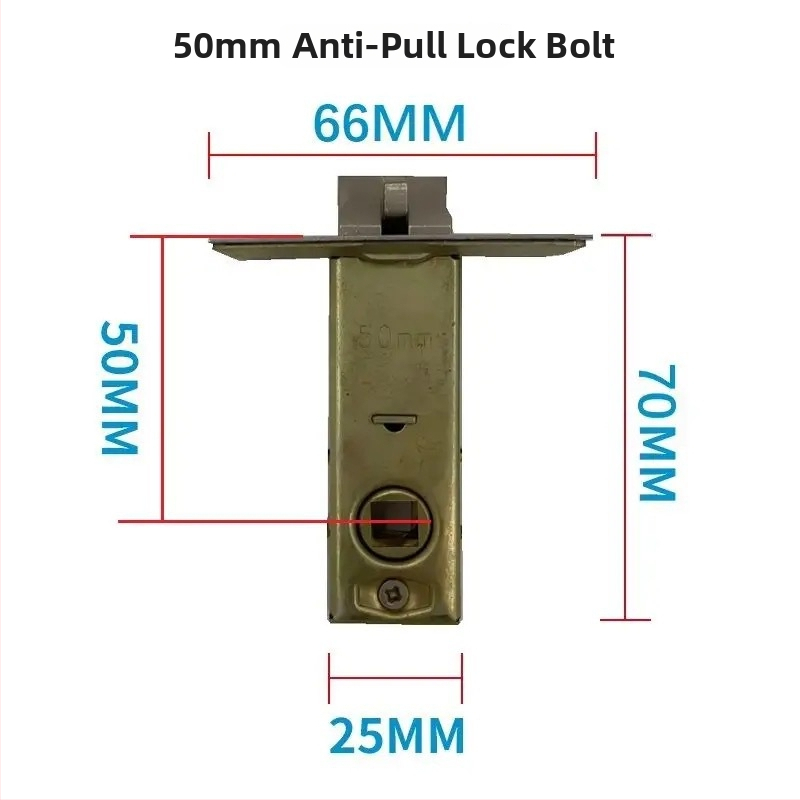 Zámok s jazýčkom do drevených dverí, kúpeľňa, toaleta a spálňa, vnútorné použitie. Materiál jazýčka: zliatina zinku, nerezová oceľ, železo; materiál tela zámku: zliatina zinku, nerezová oceľ, železo; materiál kľučky: zliatina zinku, nerezová oceľ, železo.
