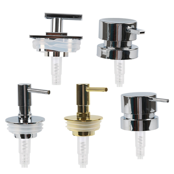 Бутилка за дезинфектант с ръчна помпа, пластмасова, дюза с силиконово уплътнение, модерен минималистичен стил, електроплакиране