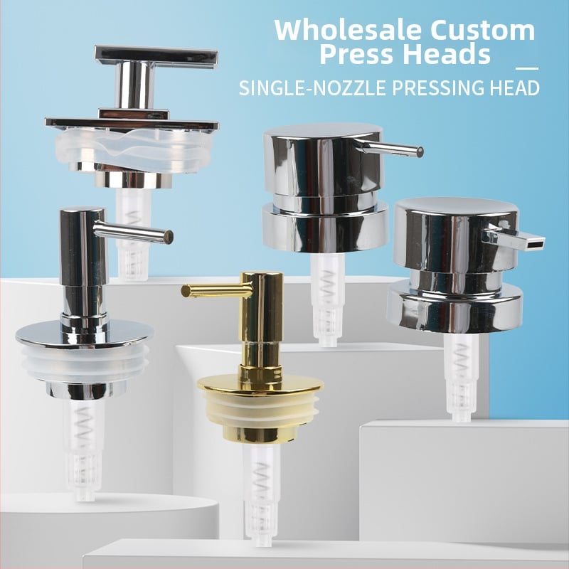 Бутилка за дезинфектант с ръчна помпа, пластмасова, дюза с силиконово уплътнение, модерен минималистичен стил, електроплакиране