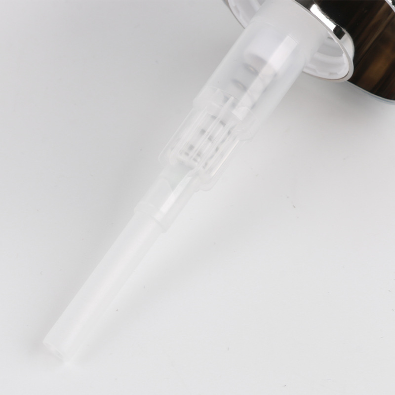 Бутилка за дезинфектант с ръчна помпа, пластмасова, дюза с силиконово уплътнение, модерен минималистичен стил, електроплакиране
