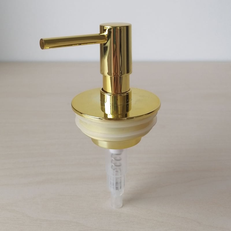 Бутилка за дезинфектант с ръчна помпа, пластмасова, дюза с силиконово уплътнение, модерен минималистичен стил, електроплакиране