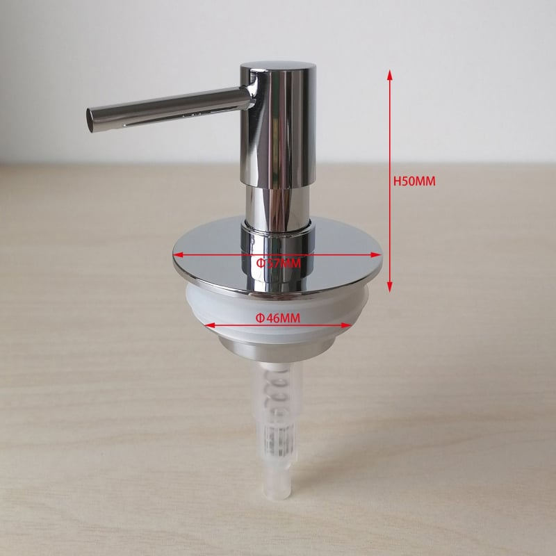 Бутилка за дезинфектант с ръчна помпа, пластмасова, дюза с силиконово уплътнение, модерен минималистичен стил, електроплакиране