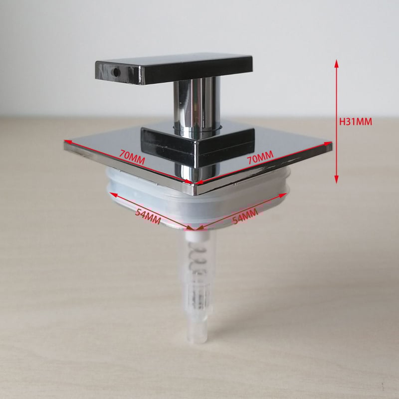 Бутилка за дезинфектант с ръчна помпа, пластмасова, дюза с силиконово уплътнение, модерен минималистичен стил, електроплакиране