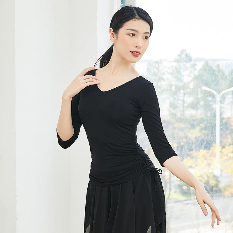 Női modern tánc felső, edzőblúz, modal viszkóz anyag, latin és etnikus táncokra