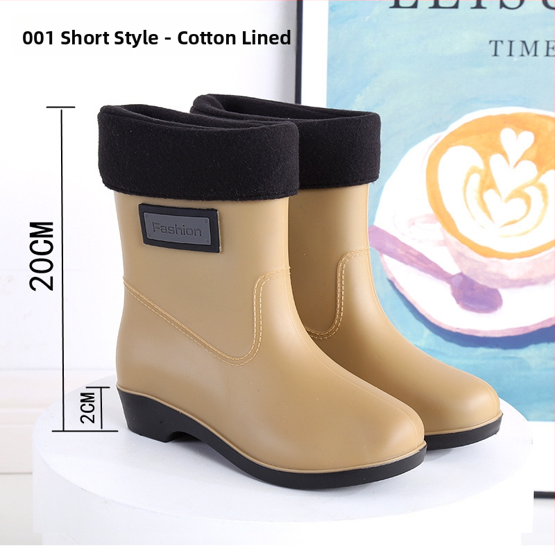 Γυναικείες γαλότσες βροχής από PVC με ψηλό άνω μέρος, χαμηλό τακούνι 1–3 cm, ενισχυμένη κατασκευή, μοτίβο με γράμματα