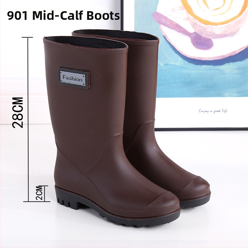 Γυναικείες γαλότσες βροχής από PVC με ψηλό άνω μέρος, χαμηλό τακούνι 1–3 cm, ενισχυμένη κατασκευή, μοτίβο με γράμματα