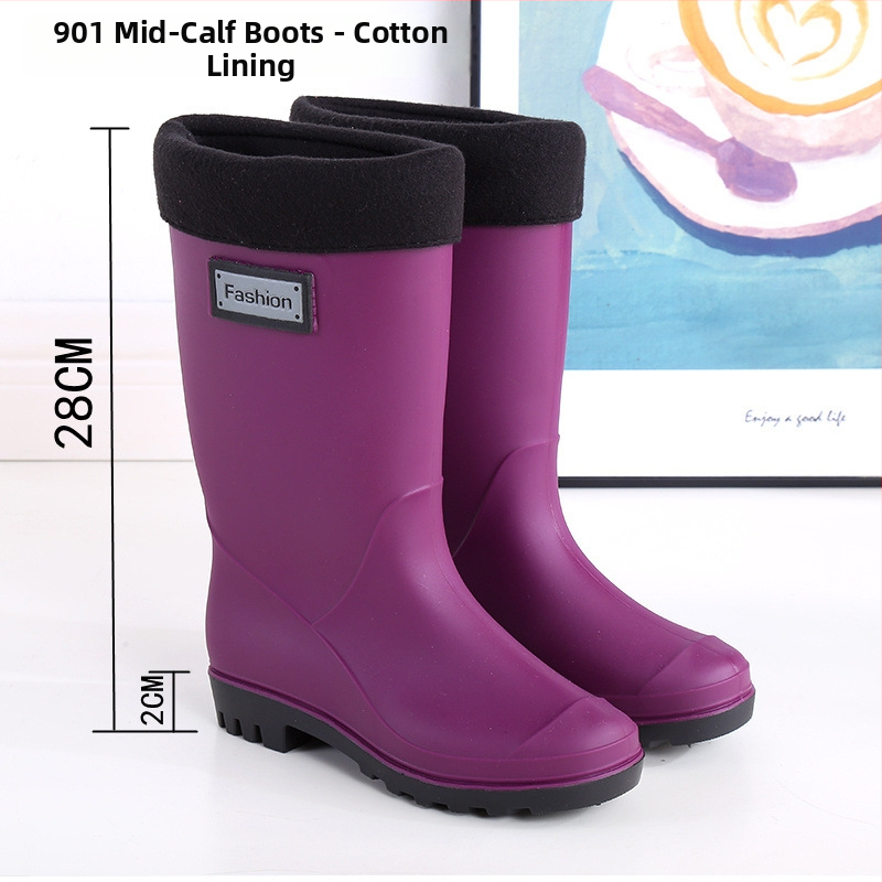 Γυναικείες γαλότσες βροχής από PVC με ψηλό άνω μέρος, χαμηλό τακούνι 1–3 cm, ενισχυμένη κατασκευή, μοτίβο με γράμματα