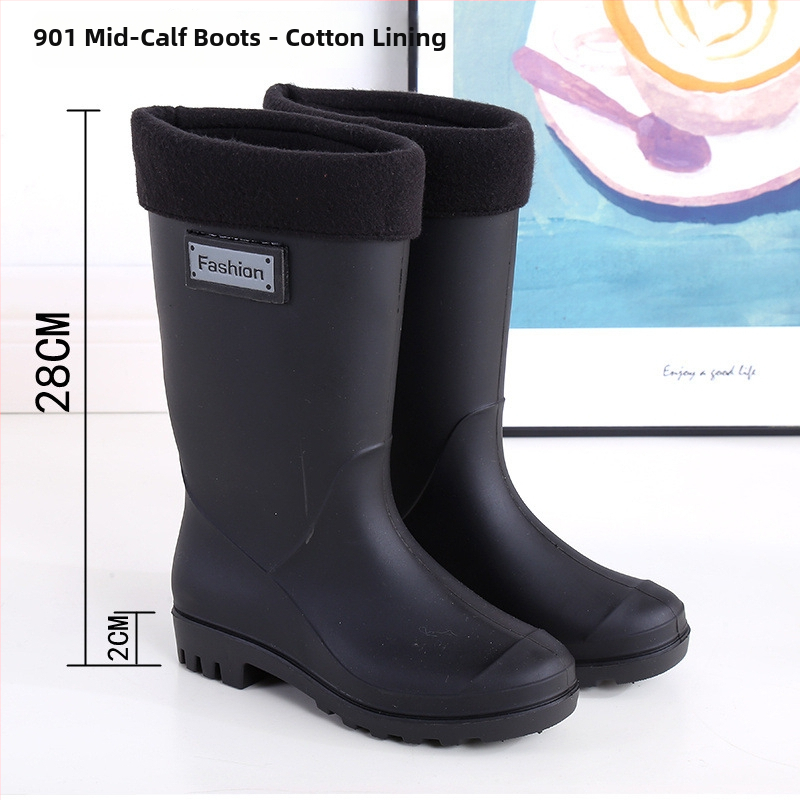 Γυναικείες γαλότσες βροχής από PVC με ψηλό άνω μέρος, χαμηλό τακούνι 1–3 cm, ενισχυμένη κατασκευή, μοτίβο με γράμματα