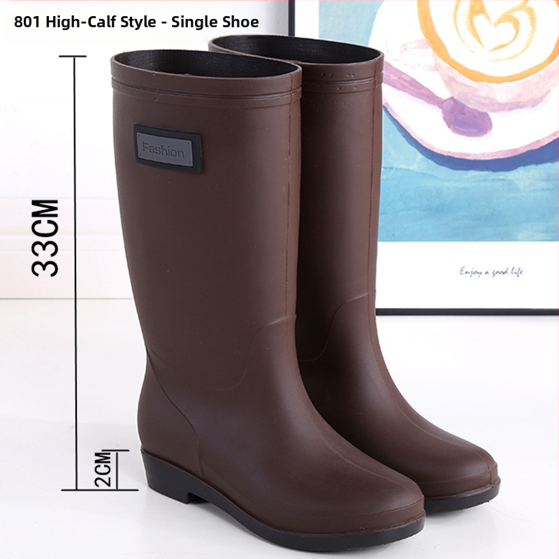 Γυναικείες γαλότσες βροχής από PVC με ψηλό άνω μέρος, χαμηλό τακούνι 1–3 cm, ενισχυμένη κατασκευή, μοτίβο με γράμματα