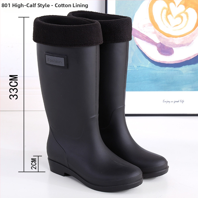 Γυναικείες γαλότσες βροχής από PVC με ψηλό άνω μέρος, χαμηλό τακούνι 1–3 cm, ενισχυμένη κατασκευή, μοτίβο με γράμματα