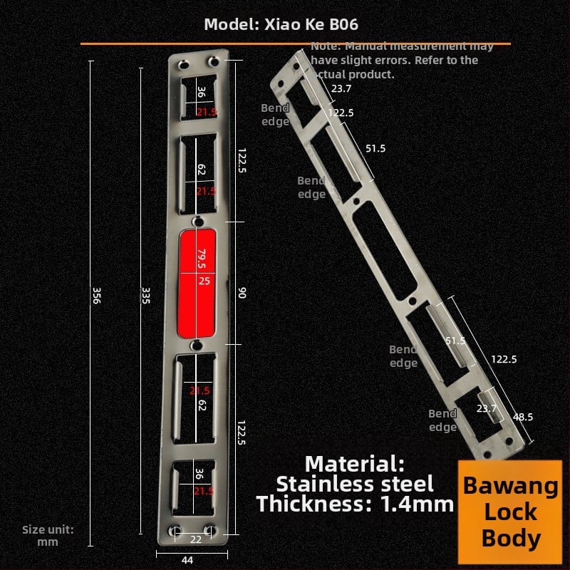 Andamia B05 zártest, rozsdamentes acél, modern minimalist stílus, biztonsági ajtókhoz, faajtókhoz és villa kapukhoz
