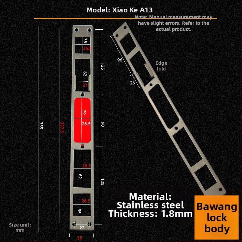 Andamia B05 zártest, rozsdamentes acél, modern minimalist stílus, biztonsági ajtókhoz, faajtókhoz és villa kapukhoz