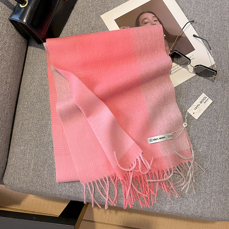 Gyapjú sál – kockás minta, 100% gyapjú, warp knitting technika, női, koreai stílus, téli szezon