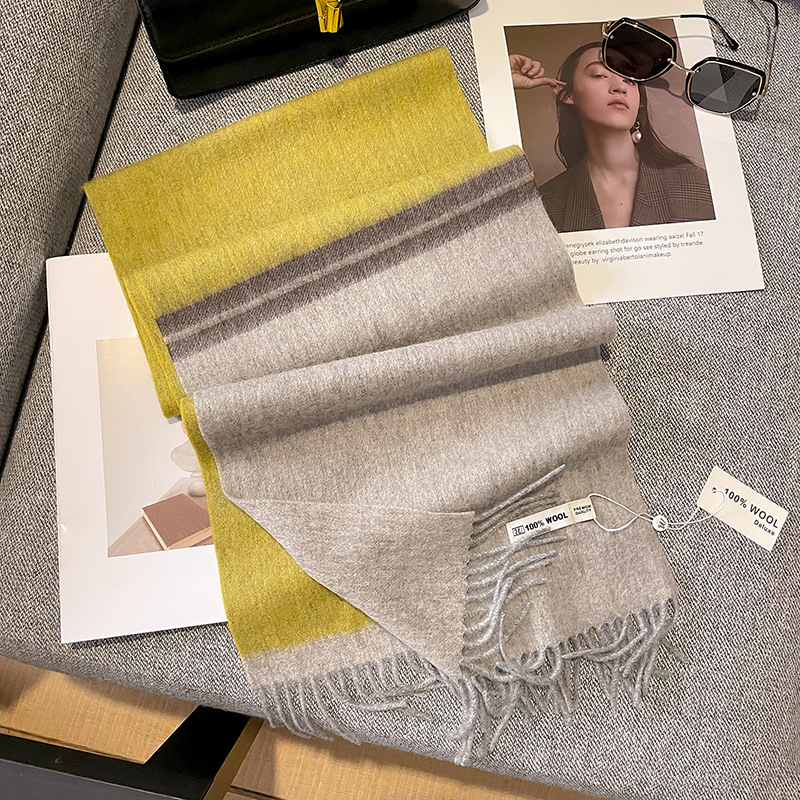 Gyapjú sál – kockás minta, 100% gyapjú, warp knitting technika, női, koreai stílus, téli szezon