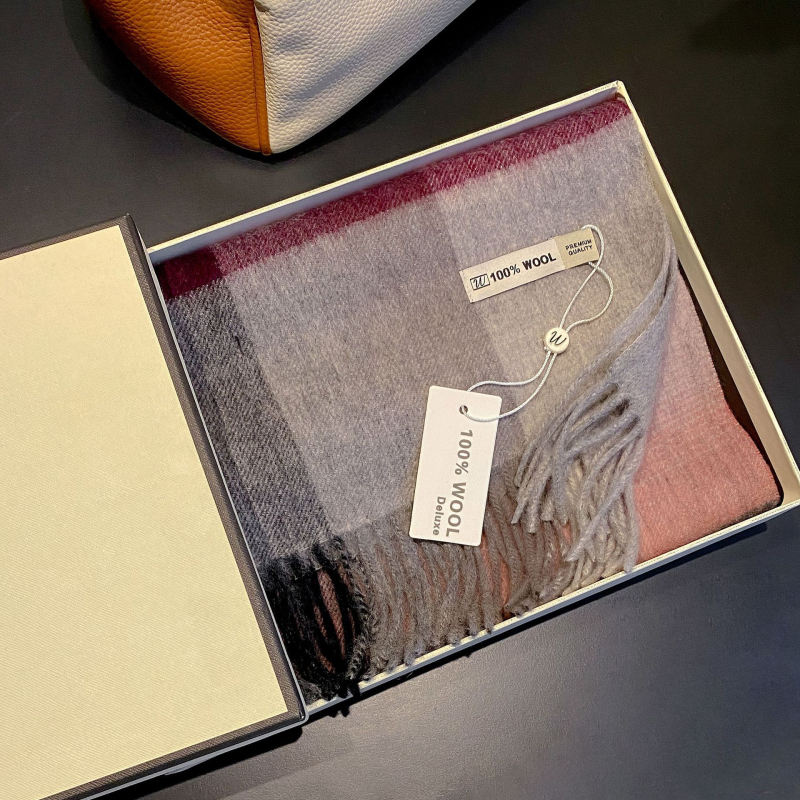 Gyapjú sál – kockás minta, 100% gyapjú, warp knitting technika, női, koreai stílus, téli szezon