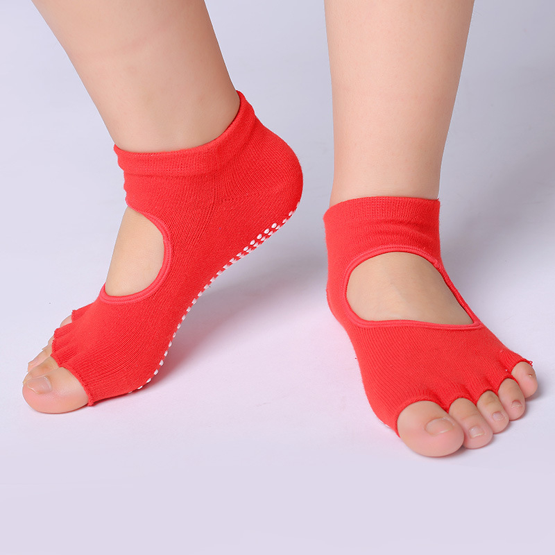 Чорапи за йога с пет пръста – памучни, неслизки, попиване на пот, плетени с една игла, модел 113019