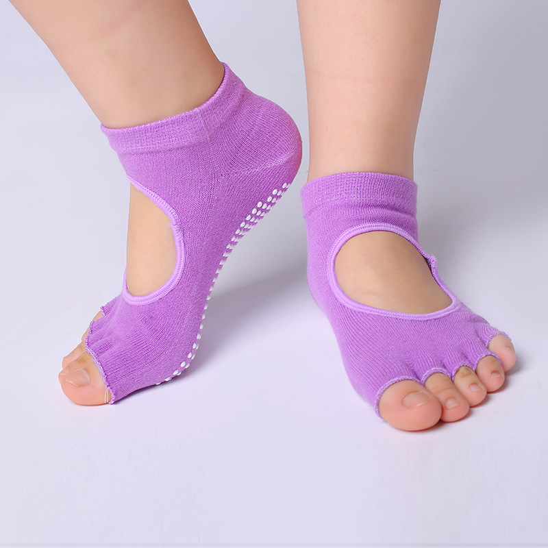 Чорапи за йога с пет пръста – памучни, неслизки, попиване на пот, плетени с една игла, модел 113019