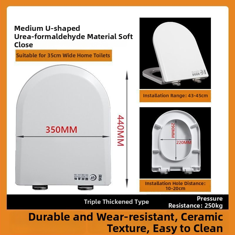 WC-ülőke, vastagított urea-formaldehid, lágyzár, műanyag, modell A12, furattáv 7-22 mm