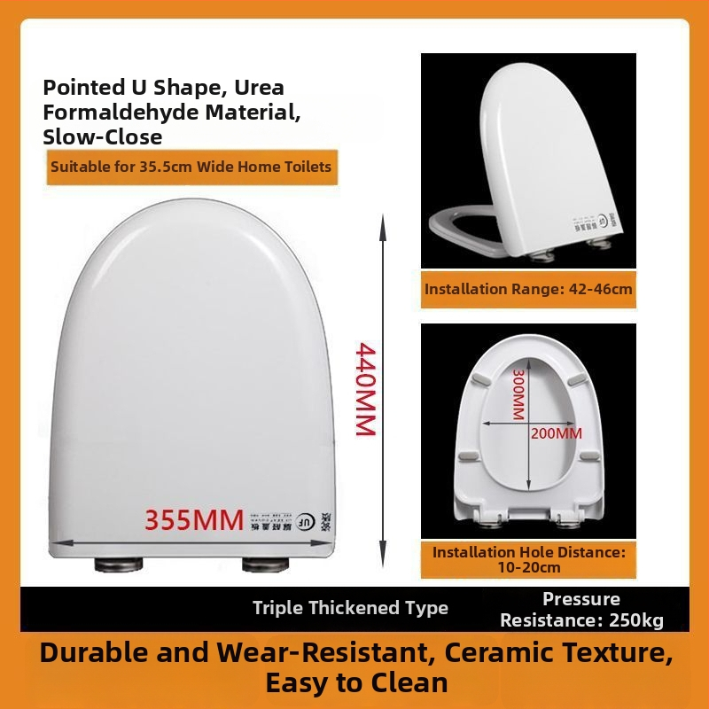 WC-ülőke, vastagított urea-formaldehid, lágyzár, műanyag, modell A12, furattáv 7-22 mm