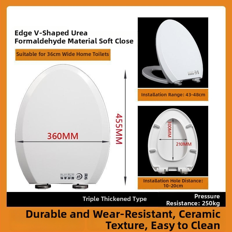 WC-ülőke, vastagított urea-formaldehid, lágyzár, műanyag, modell A12, furattáv 7-22 mm