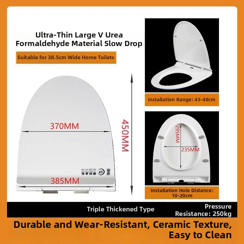 WC-ülőke, vastagított urea-formaldehid, lágyzár, műanyag, modell A12, furattáv 7-22 mm