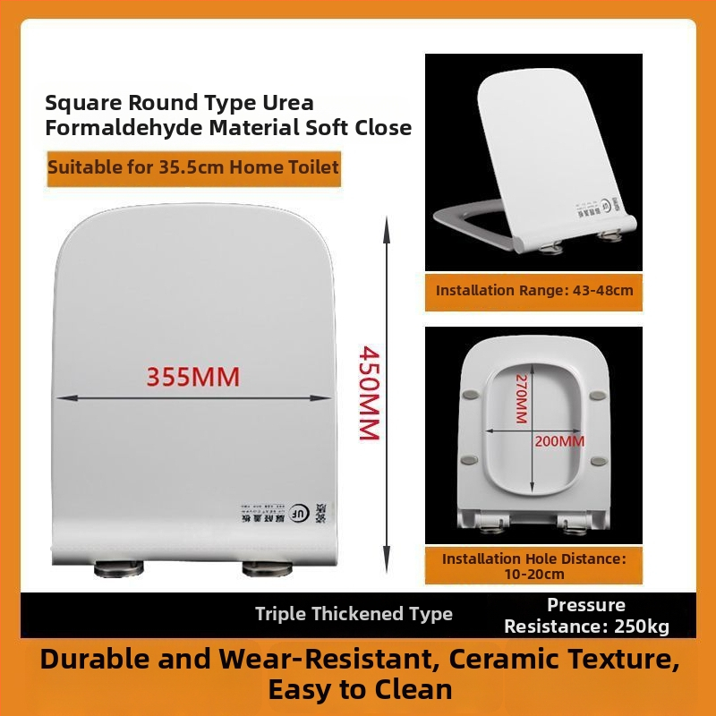 WC-ülőke, vastagított urea-formaldehid, lágyzár, műanyag, modell A12, furattáv 7-22 mm