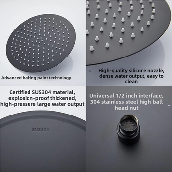 Horná dažďová sprchová hlavica – 304 oceľ nerez, Top spray, dažďová funkcia, štvorcový univerzálny závit