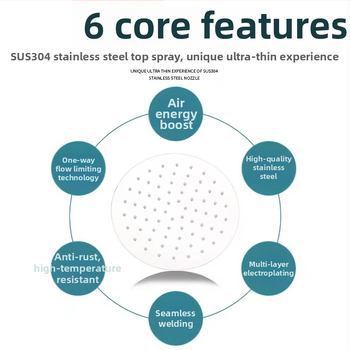 Horná dažďová sprchová hlavica – 304 oceľ nerez, Top spray, dažďová funkcia, štvorcový univerzálny závit