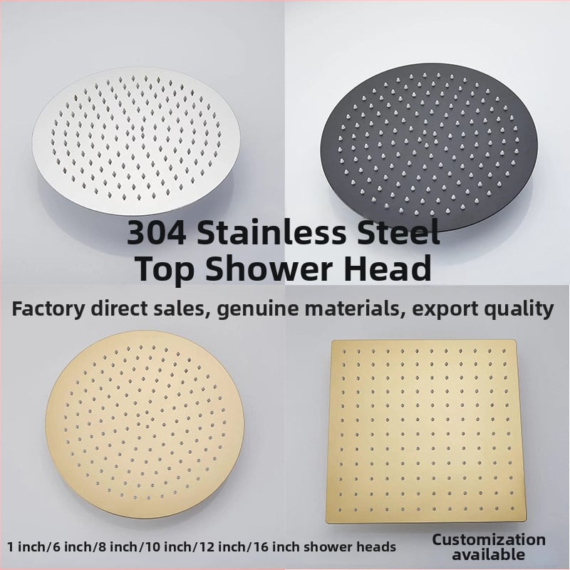 Horná dažďová sprchová hlavica – 304 oceľ nerez, Top spray, dažďová funkcia, štvorcový univerzálny závit