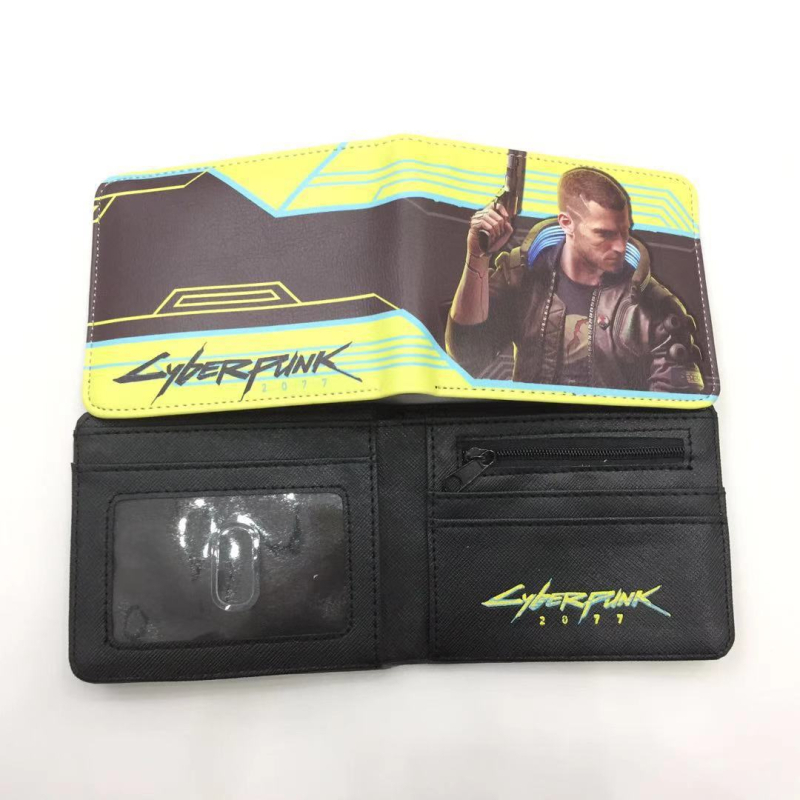 Portofel compact din piele PU, unisex – Model 11D, Cartoon pattern, design deschis, compartimente interioare: suport pentru bancnote, spațiu pentru carduri, poziție pentru fotografie și buzunar cu fermoar