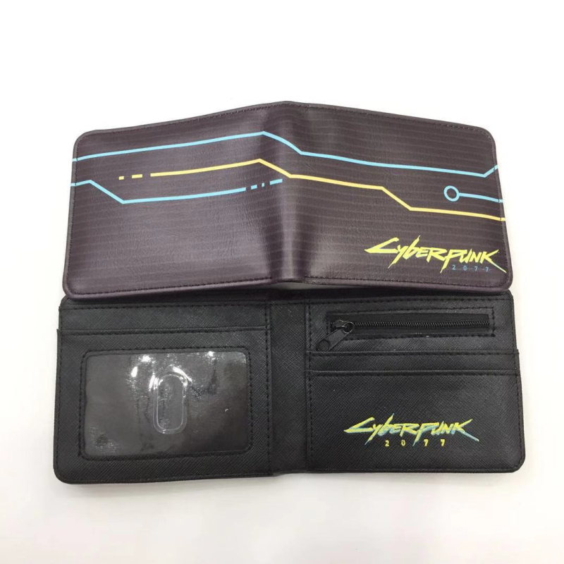 Portofel compact din piele PU, unisex – Model 11D, Cartoon pattern, design deschis, compartimente interioare: suport pentru bancnote, spațiu pentru carduri, poziție pentru fotografie și buzunar cu fermoar