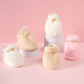 Baba téli plüss-fleece talpú cipői, csíkos mintával, csúszásmentes, meleg, 12–36 hónapos korosztálynak
