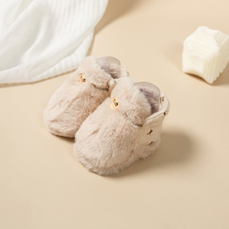 Baba téli plüss-fleece talpú cipői, csíkos mintával, csúszásmentes, meleg, 12–36 hónapos korosztálynak