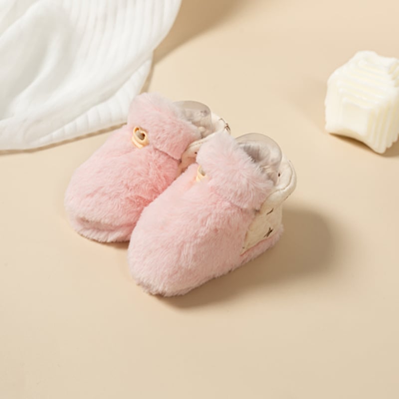 Baba téli plüss-fleece talpú cipői, csíkos mintával, csúszásmentes, meleg, 12–36 hónapos korosztálynak