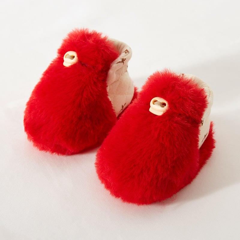 Baba téli plüss-fleece talpú cipői, csíkos mintával, csúszásmentes, meleg, 12–36 hónapos korosztálynak