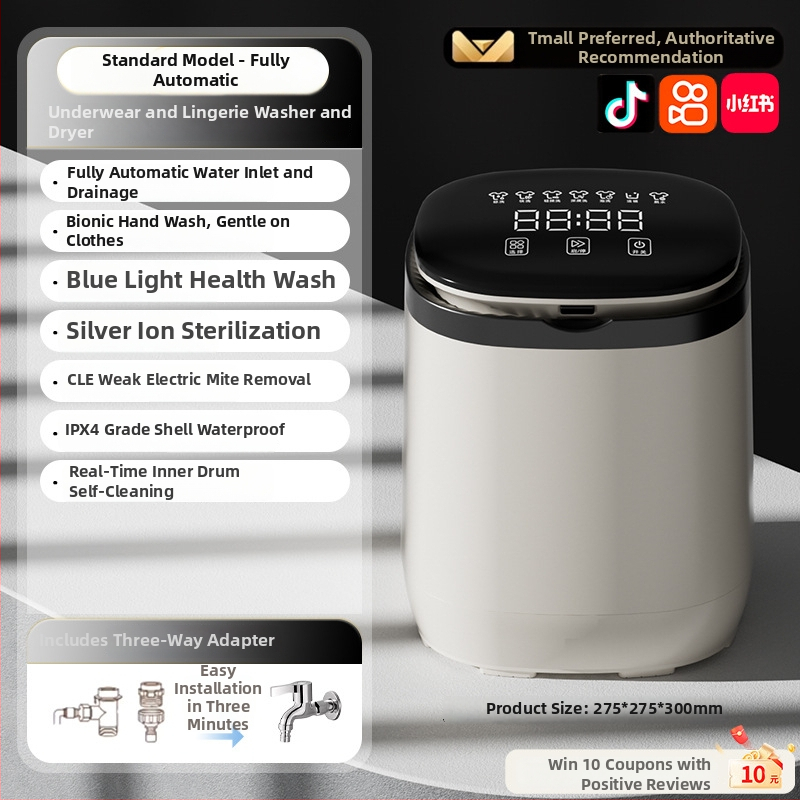 Fehérnemű- és zoknis mosógép babasterilizálási funkcióval - 020 modell, időzítő <2 óra, 220W (DC)