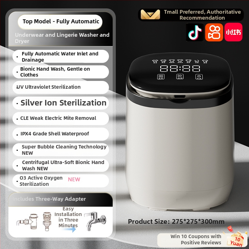 Fehérnemű- és zoknis mosógép babasterilizálási funkcióval - 020 modell, időzítő <2 óra, 220W (DC)