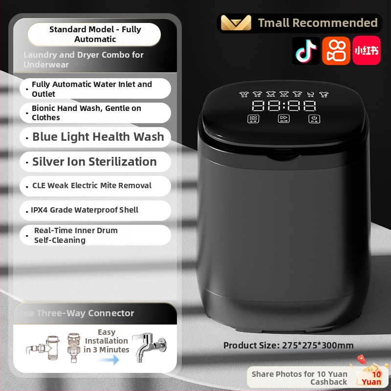 Fehérnemű- és zoknis mosógép babasterilizálási funkcióval - 020 modell, időzítő <2 óra, 220W (DC)